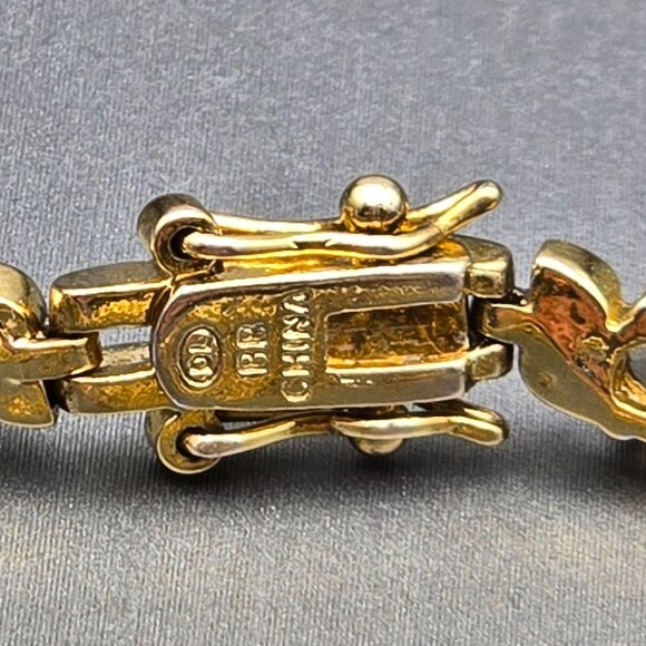 Smoky & Clear Quartz Tennis Bracelet 7.5" Gold Vermeil over Sterling Silver 13g - Picture 6 of 16